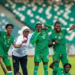 Mauritania women’s team celebrating after scoring in a dominant victory