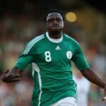 Michael Eneramo playing for Nigeria in an international match