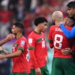 Yassine Bounou and Neil El Aynaoui during Morocco national anthem