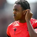 Nathan Ngoy in Lille kit during a Ligue 1 match