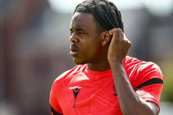 Nathan Ngoy in Lille kit during a Ligue 1 match