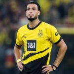 Ramy Bensebaini playing for Borussia Dortmund
