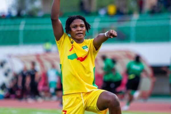 Romaine Gandonou celebrating after scoring for Benin U17 women