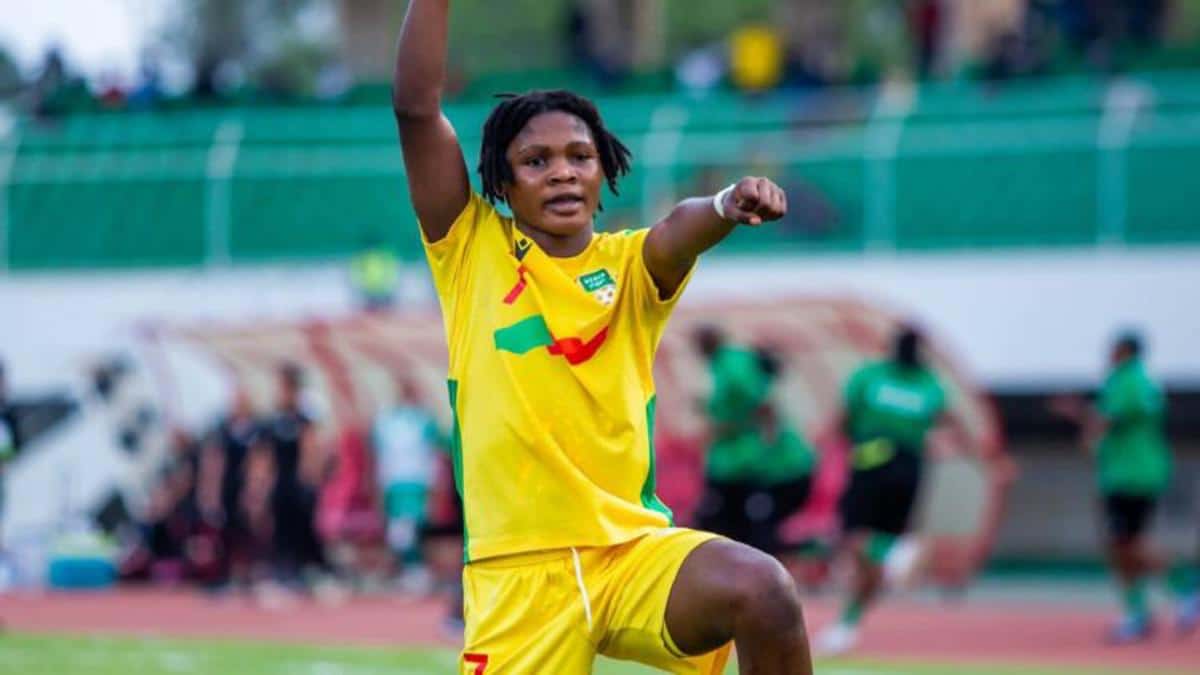 Romaine Gandonou celebrating after scoring for Benin U17 women