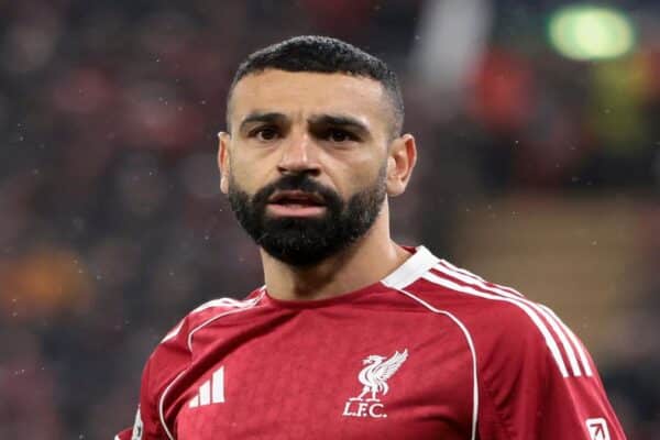 Mohamed Salah playing for Liverpool in a league match