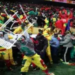 Senegalese supporters with flags during a football event