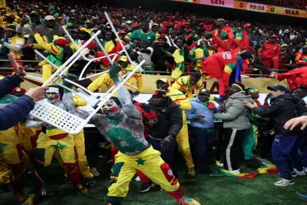 Senegalese supporters with flags during a football event