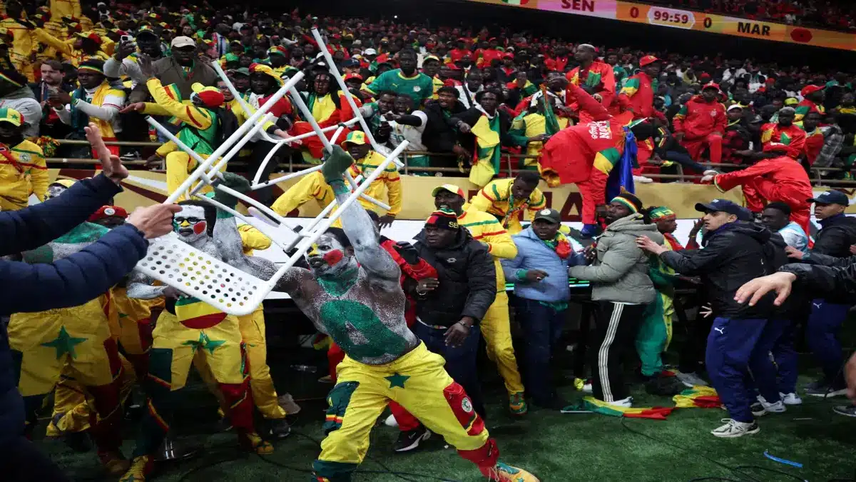 Senegalese supporters with flags during a football event