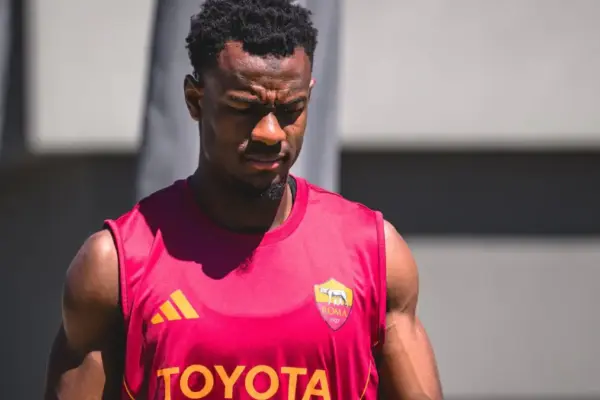 Evan Ndicka playing for AS Roma