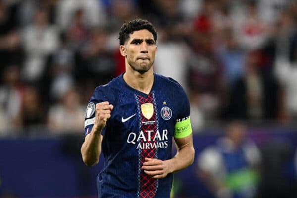 Achraf Hakimi celebrates PSG's historic UCL triumph
