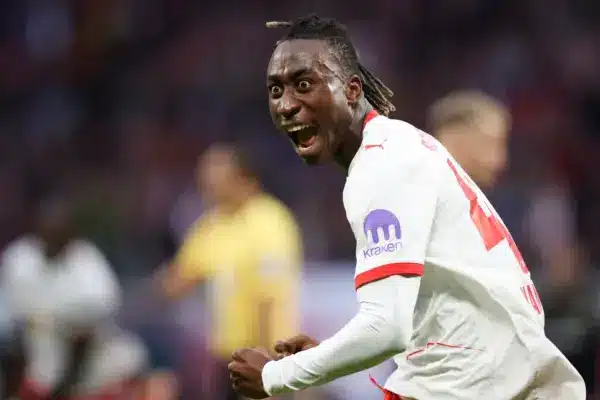 Yan Diomande playing for RB Leipzig