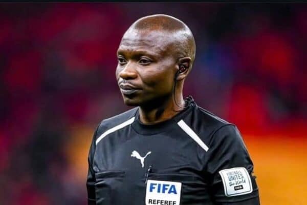 Referee Jean-Jacques Ndala during a CAF match amid controversy