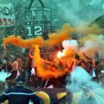 Fans clashing in stands during AS FAR vs Raja match