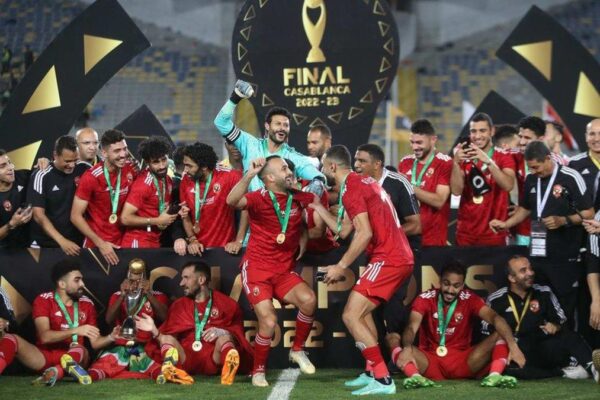 Al Ahly players celebrating a CAF Champions League title