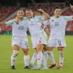Algeria national team players lined up before a match