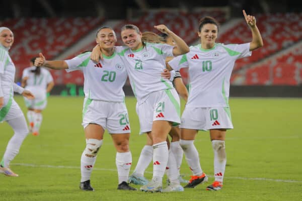 Algeria national team players lined up before a match