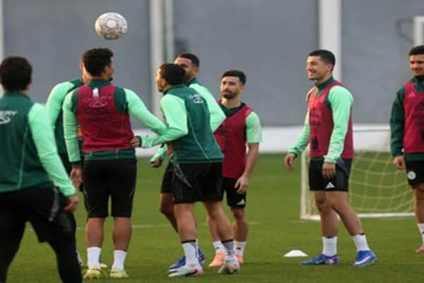 Algeria national team players arriving for training camp at Sidi Moussa