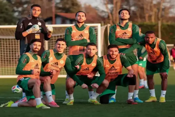 Algeria national team players during training at Sidi Moussa