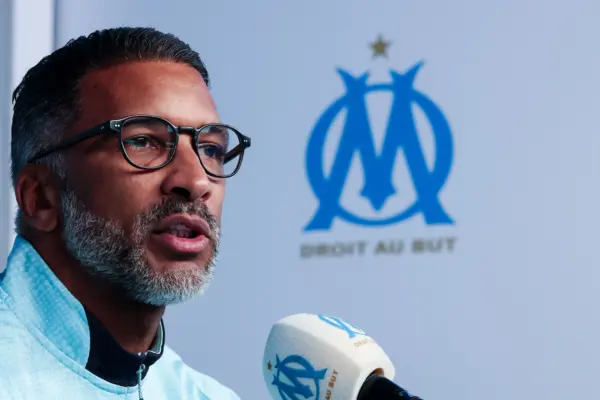 Habib Beye reacts after Marseille secure Europa League qualification