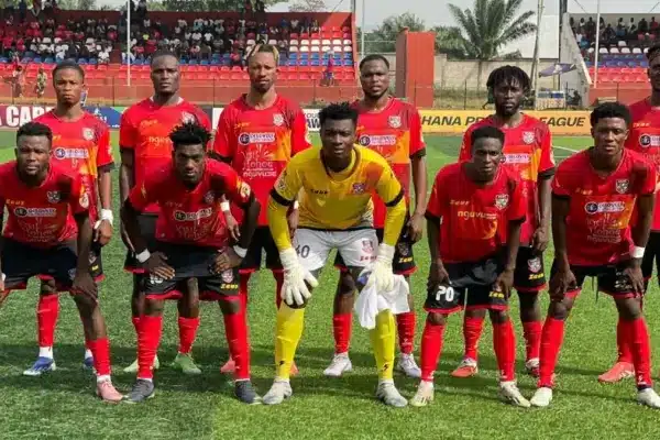 Hohoe United players during a Ghana Premier League match