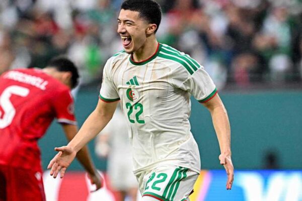 Ibrahim Maza representing Algeria during an international match