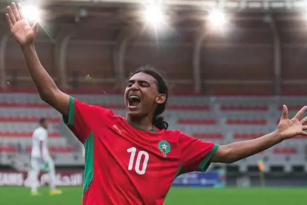 Ilian Hadidi celebrating Morocco’s equaliser against Tunisia at the U17 AFCON