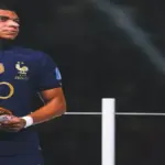 Kylian Mbappé celebrating during the 2022 World Cup final for France