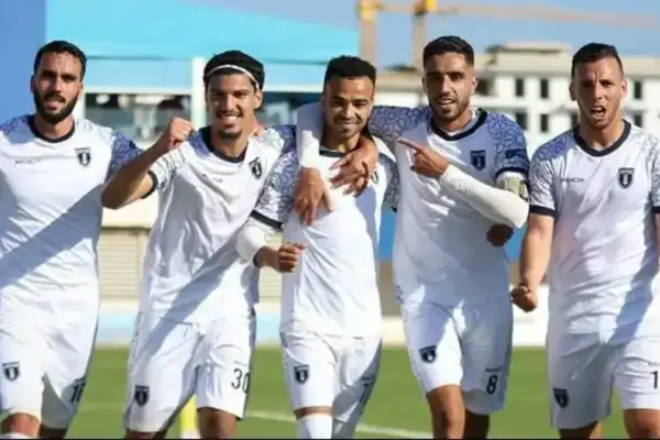Mehdi Balouk celebrating after scoring for Union Yaacoub El Mansour against Kawkab Marrakech