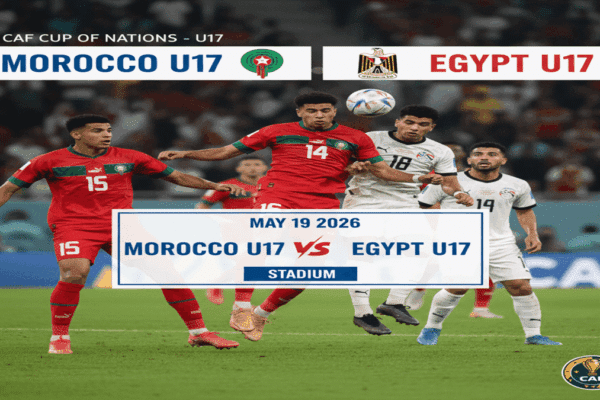 Morocco U17 players celebrating victory against Egypt at the U17 AFCON