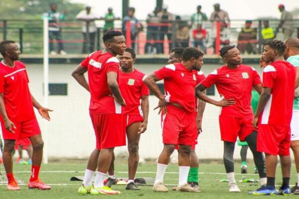 DC Motema Pembe players during a domestic football match in DR Congo