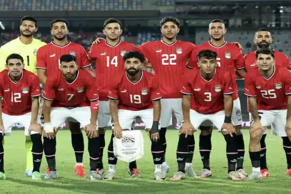 Egypt players prepare before the 2026 World Cup Round of 32 match against Australia.