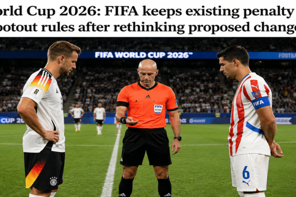 FIFA officials oversee a penalty shootout during the 2026 FIFA World Cup.
