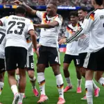 Germany players celebrating during their 7-1 victory over Curaçao