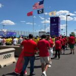 Morocco and Brazil fans gather outside MetLife Stadium