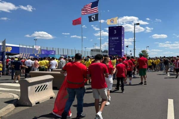 Morocco and Brazil fans gather outside MetLife Stadium