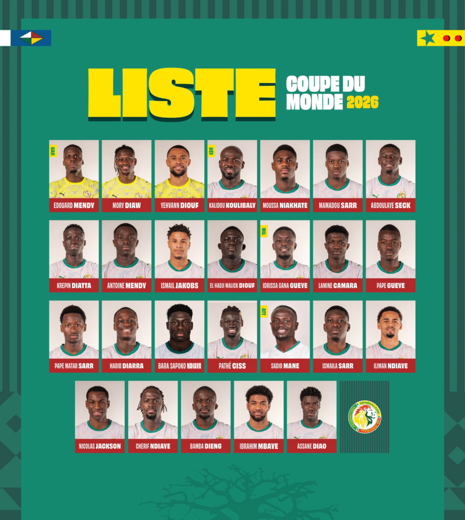 Senegal name 26-man squad for 2026 World Cup as Pepe Thiaw backs experienced core and rising talents