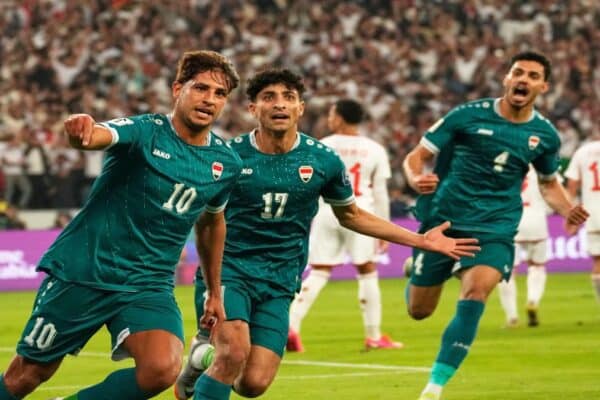 Iraq national team players arriving in the United States ahead of the 2026 World Cup.
