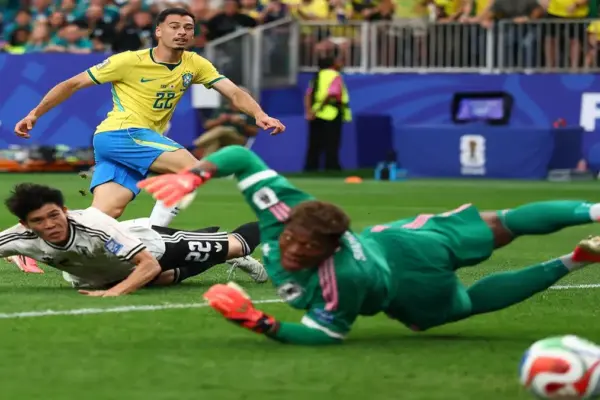Japan defenders reacting after conceding late goal against Brazil in World Cup 2026