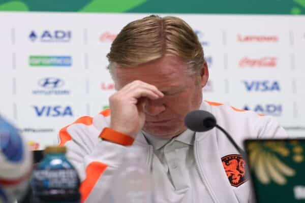Ronald Koeman reacts after Netherlands are eliminated by Morocco