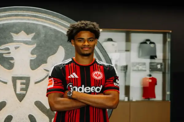 Malik Pimpong after completing his transfer to Eintracht Frankfurt