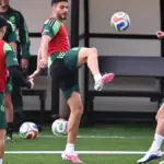 Mexico players celebrate ahead of their Group A match against South Korea at the 2026 World Cup