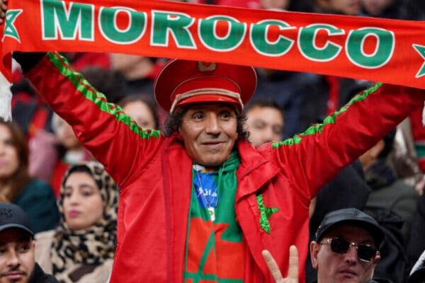 Players warm up before Morocco's friendly match against Madagascar in Rabat.