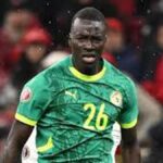 Pape Gueye celebrates after scoring for Senegal against Iraq at the 2026 World Cup.