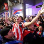 Paraguay fans celebrating in Asunción after World Cup win over Germany