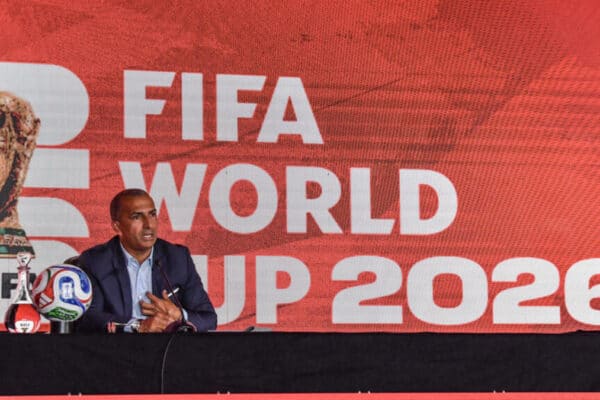 Tunisia coach Sabri Lamouchi speaking at a World Cup press conference