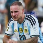 Argentina midfielder Alexis Mac Allister reacts after the 2026 FIFA World Cup final against Spain.