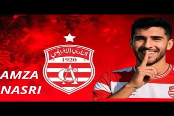 Hamza Mnasri celebrates after scoring during Club Africain's 10-0 friendly victory over ES Khemirienne in Ain Draham.