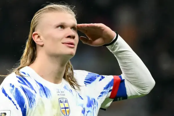 Erling Haaland celebrates after scoring for Norway against Ivory Coast at the 2026 World Cup