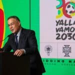 FRMF president Fouzi Lekjaa addresses officials during a meeting on preparations for the 2030 FIFA World Cup.