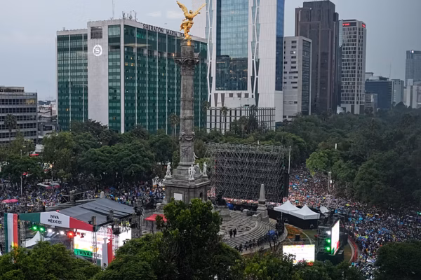 Crowds gather in Mexico City after Mexico's World Cup victory over Ecuador
